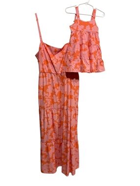 Mommy & Me Set Social Standard by Sanctuary Pink and Orange Floral Maxi Dress